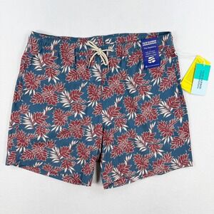 Fair Harbor Bayberry Swim Trunk Shorts Lined XXL Mens Navy Crimson Leaves 7" NEW